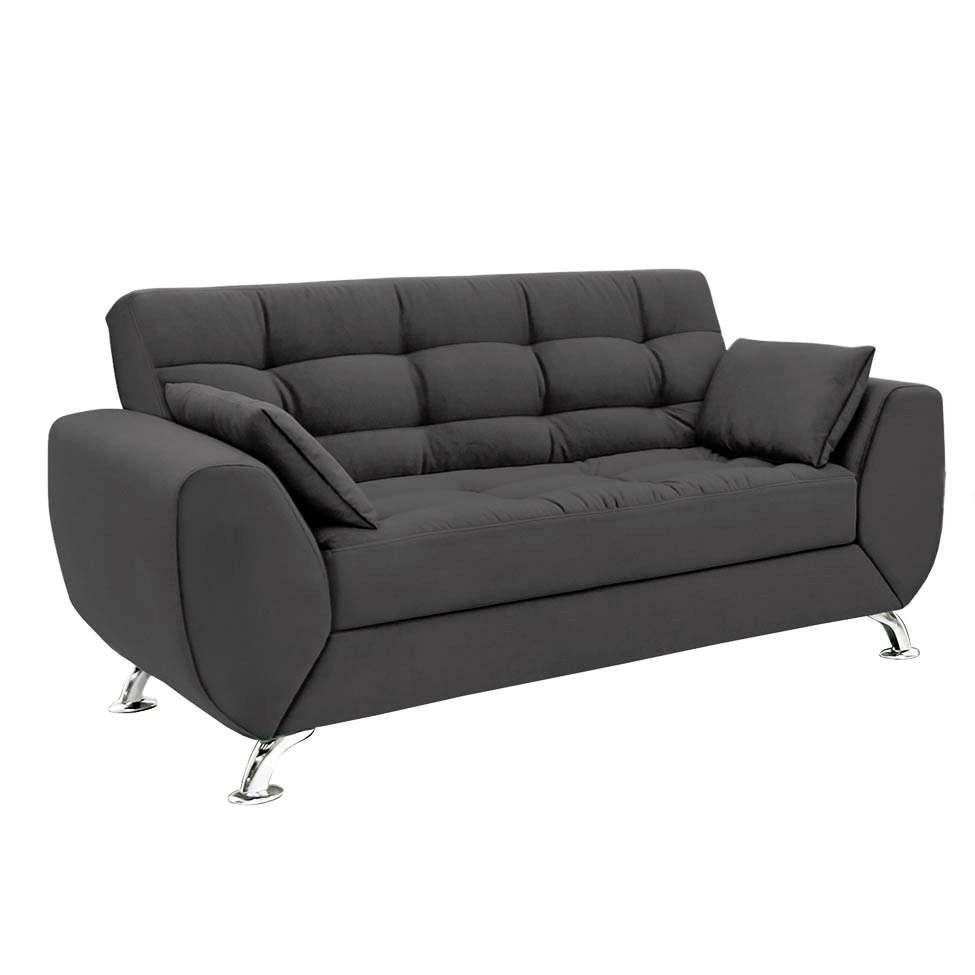 Sofá 2 Lugares Larissa Suede Cinza - 1