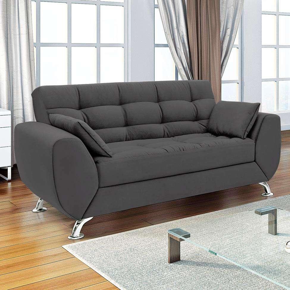 Sofá 2 Lugares Larissa Suede Cinza - 2