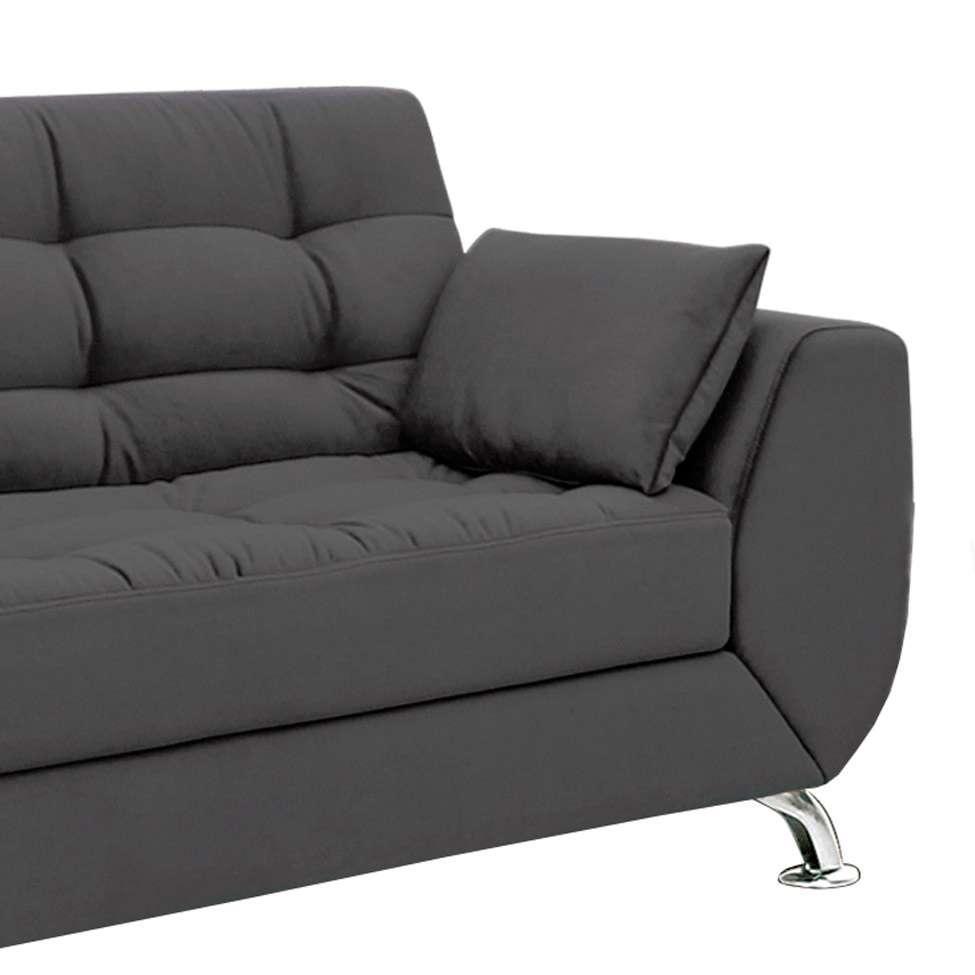 Sofá 2 Lugares Larissa Suede Cinza - 4