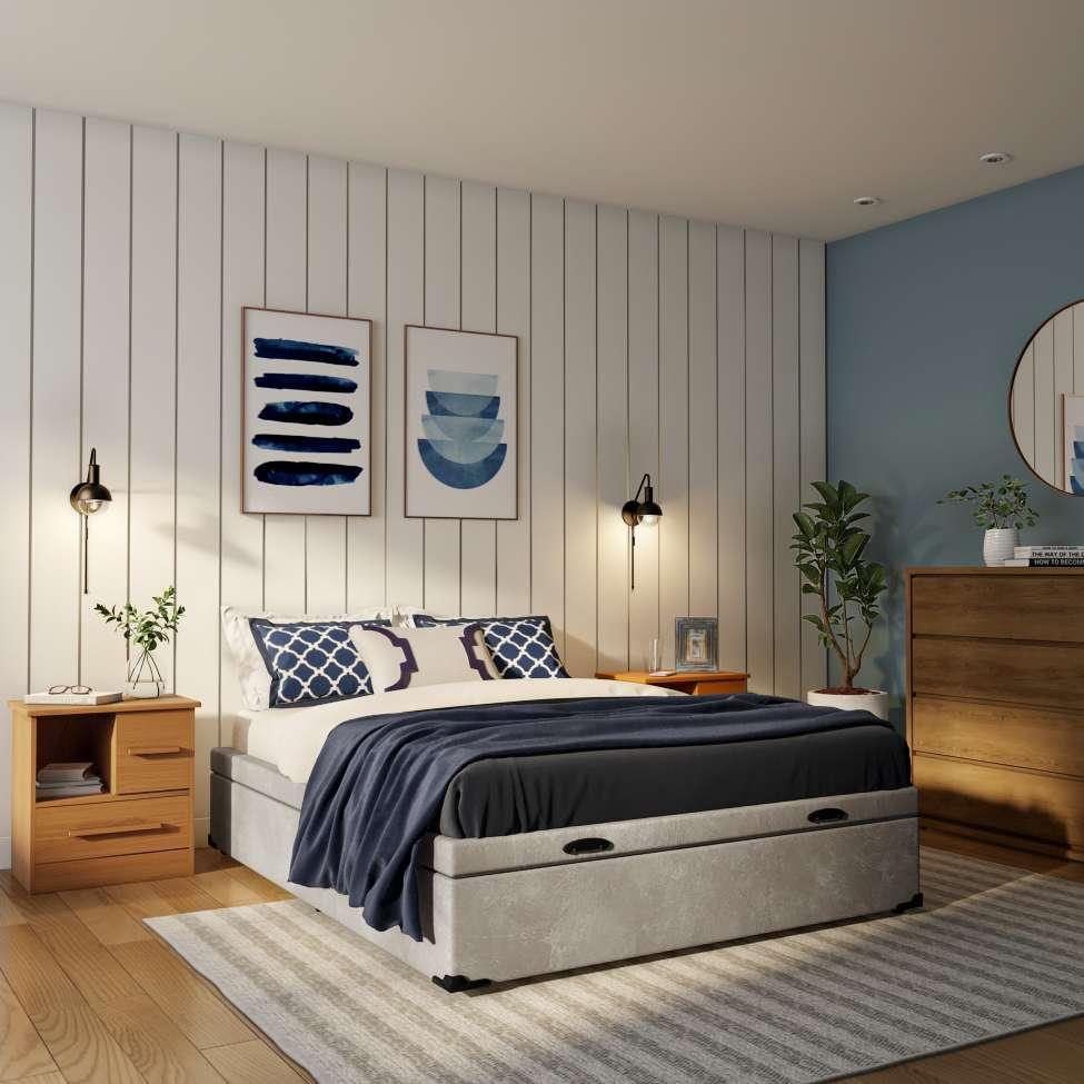 Base para Cama Box Casal Madden com Baú Suede (47x138x188) Bege - 1