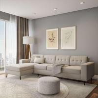 Sofá 4 Lugares Life com Chaise Esquerdo Pé Palito Linho Cotton Cru - 1