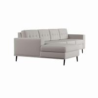 Sofá 4 Lugares Life com Chaise Esquerdo Pé Palito Linho Cotton Cru - 2