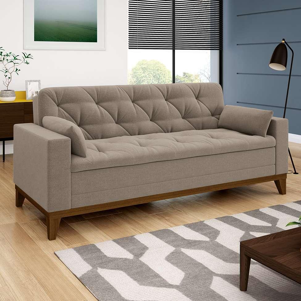 Sofá 3 Lugares Nevada I Suede Bege - 2