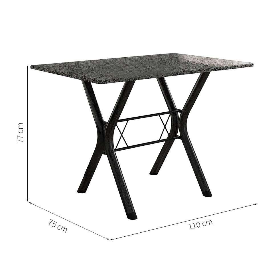 Conjunto de Mesa Miame 110 cm com 4 Cadeiras Madri Preto e Preto Liso - 4