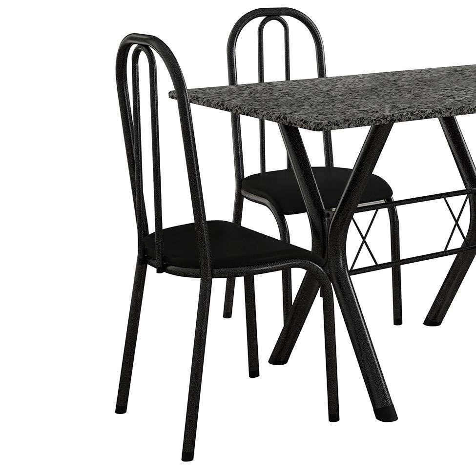 Conjunto de Mesa Miame 110 cm com 4 Cadeiras Madri Preto e Preto Liso - 5