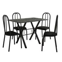 Conjunto de Mesa Miame 110 cm com 4 Cadeiras Madri Preto e Preto Liso - 2