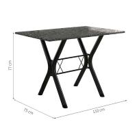 Conjunto de Mesa Miame 110 cm com 4 Cadeiras Madri Preto e Preto Liso