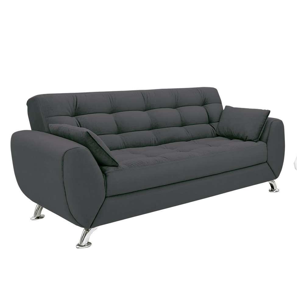 Sofá 3 Lugares Larissa Suede Cinza - 1
