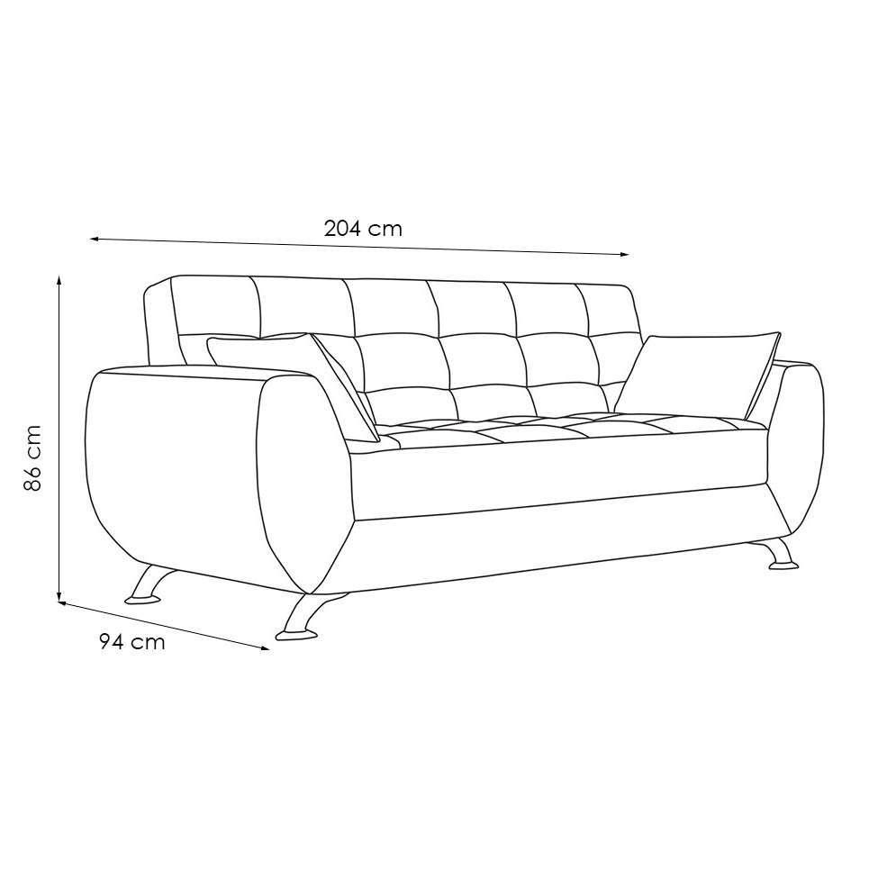 Sofá 3 Lugares Larissa Suede Cinza - 3