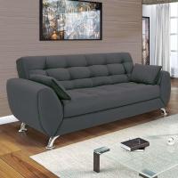 Sofá 3 Lugares Larissa Suede Cinza - 2