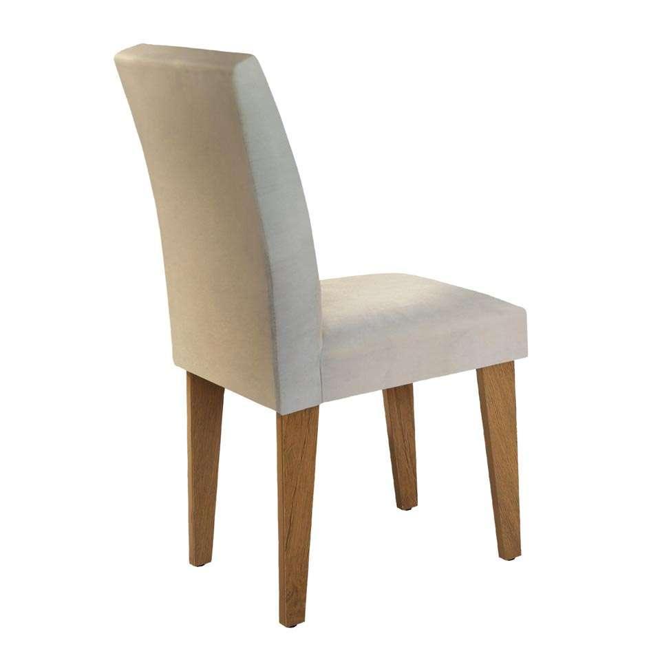 Conjunto de Mesa de Jantar Retangular com Tampo de Vidro Off White Luna e 6 Cadeiras Grécia Veludo Creme e Imbuia - 7