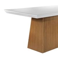 Conjunto de Mesa de Jantar Retangular com Tampo de Vidro Off White Luna e 6 Cadeiras Grécia Veludo Creme e Imbuia - 5