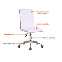 Cadeira de Escritório Secretária Giratória Marilyn Branca