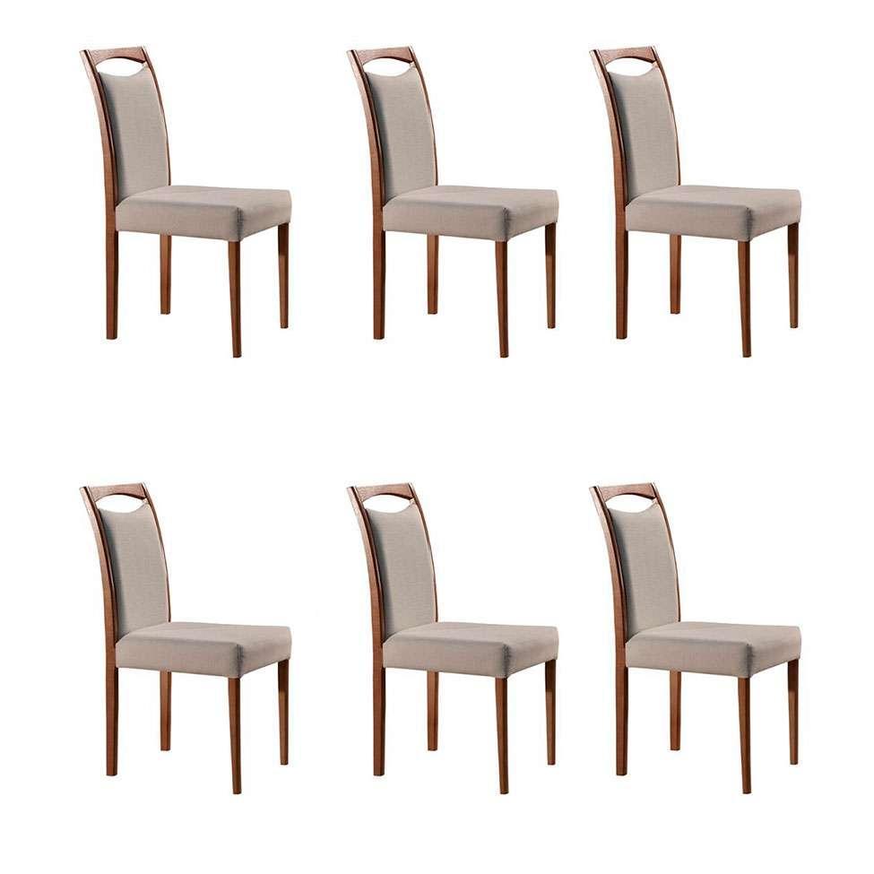 Conjunto com 6 Cadeiras de Jantar Lívia Creme - 1