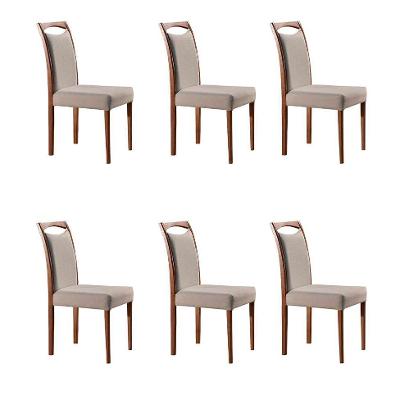 Conjunto com 6 Cadeiras de Jantar Lívia Creme