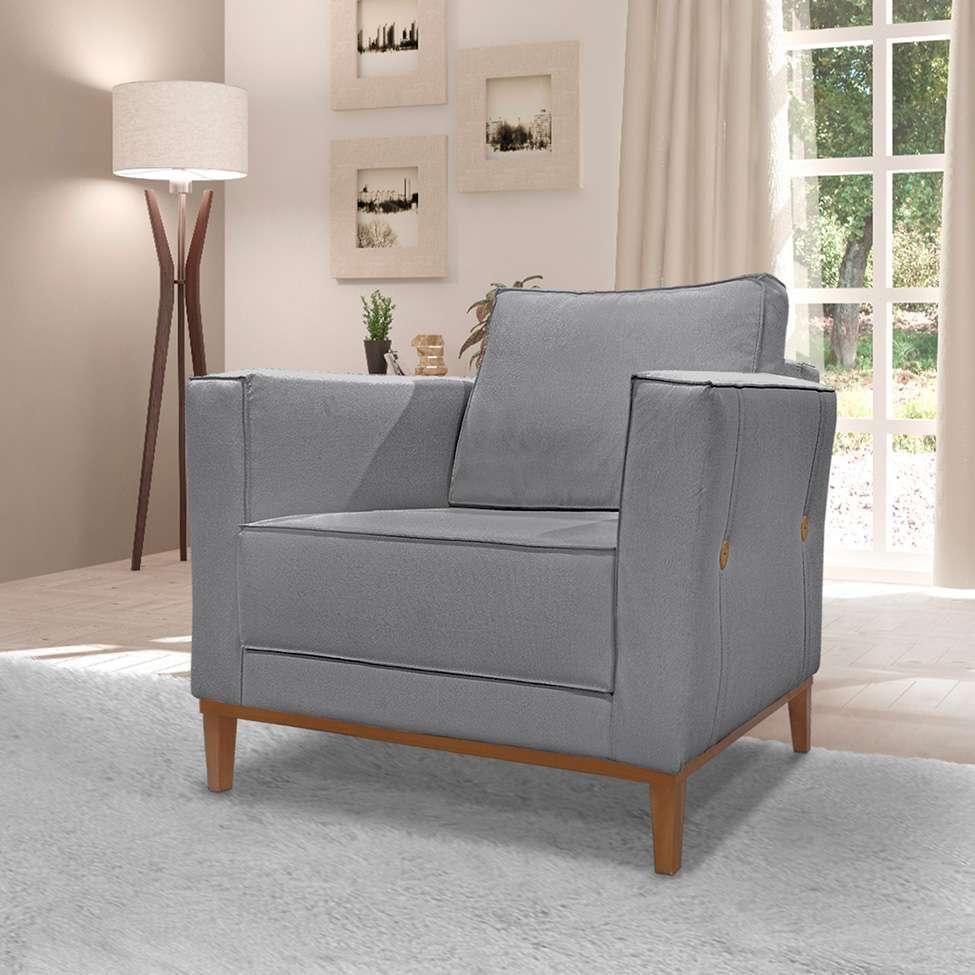 Poltrona Potenza Linho Cinza - 2