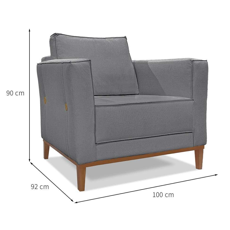 Poltrona Potenza Linho Cinza - 3