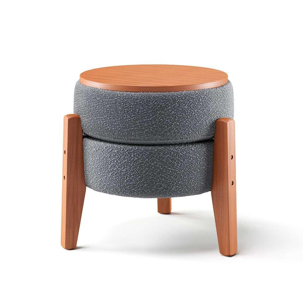 Puff Frapê Linho Cinza 47 cm - 1