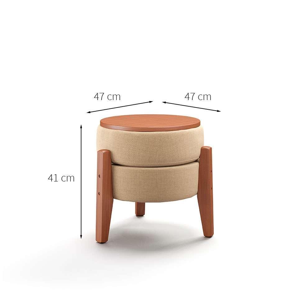 Puff Frapê Linho Bege 47 cm - 3