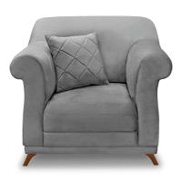 Poltrona Abruzzo Veludo Cinza - 5