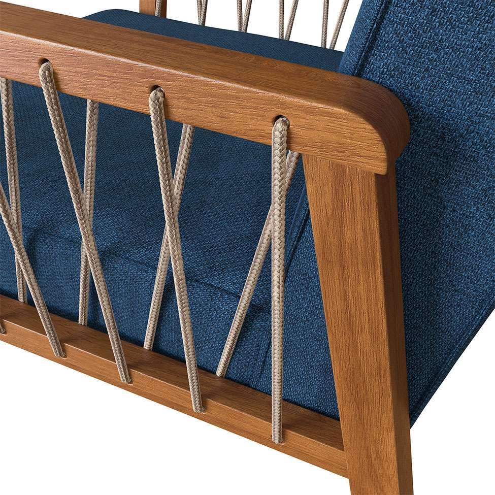 Poltrona Lara Poliéster Azul Marinho e Nogueira - 7