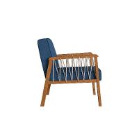 Poltrona Lara Poliéster Azul Marinho e Nogueira - 5