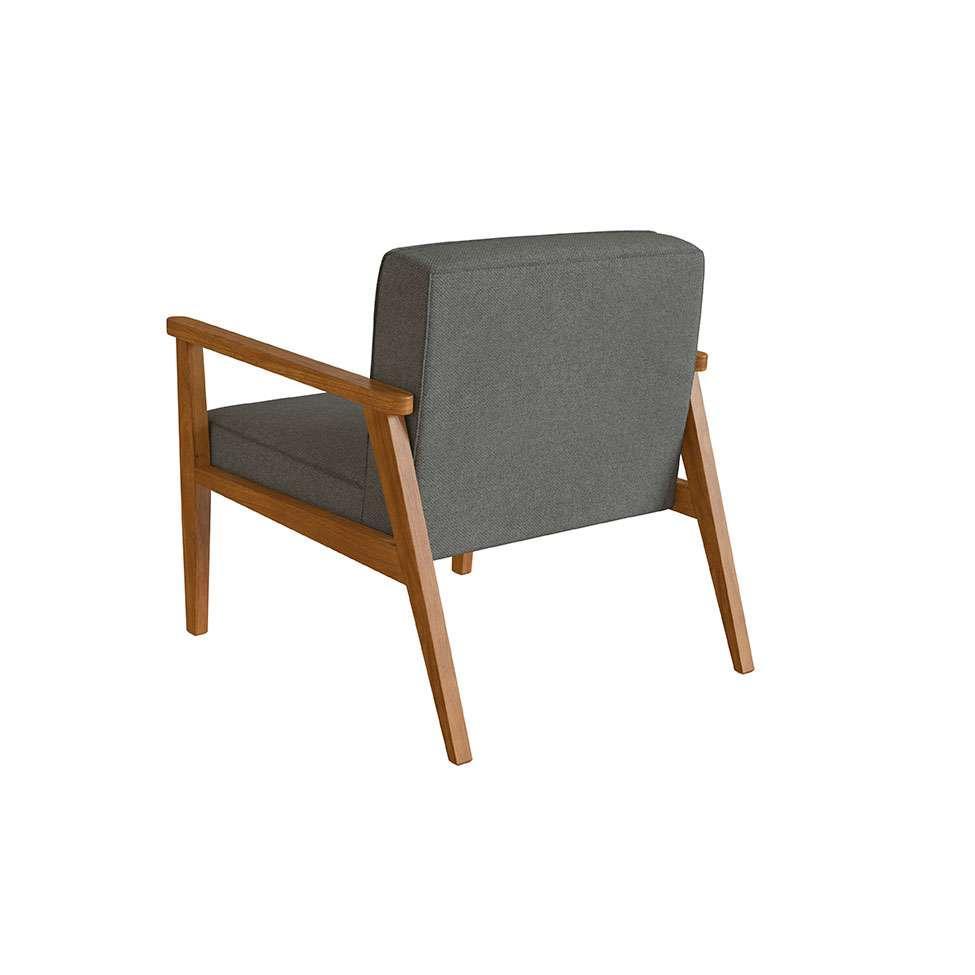 Poltrona Julia Poliéster Cinza Médio e Nogueira - 6