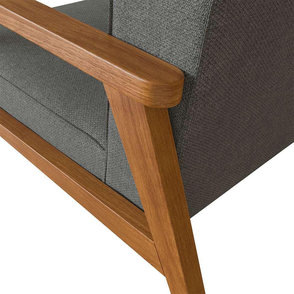 Poltrona Julia Poliéster Cinza Médio e Nogueira - 7