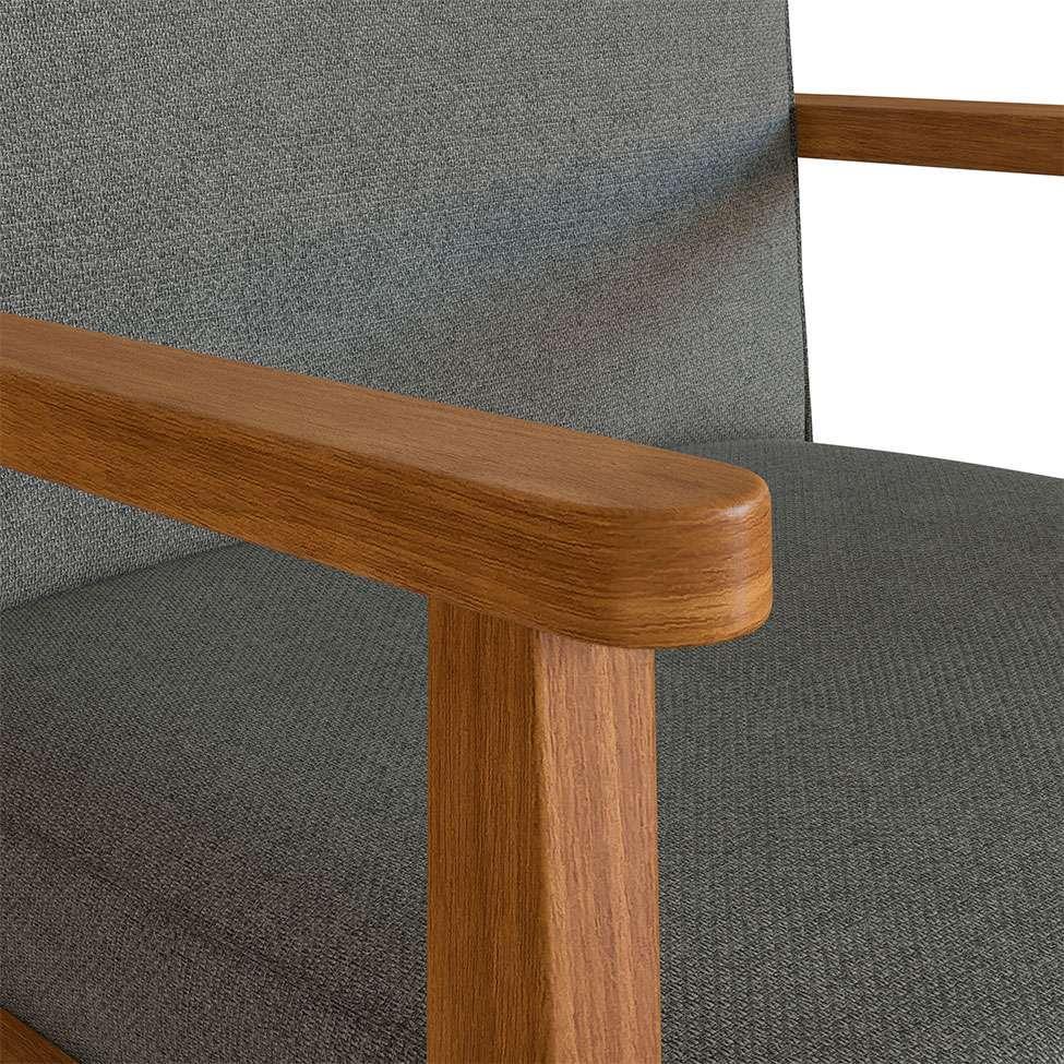 Poltrona Julia Poliéster Cinza Médio e Nogueira - 8