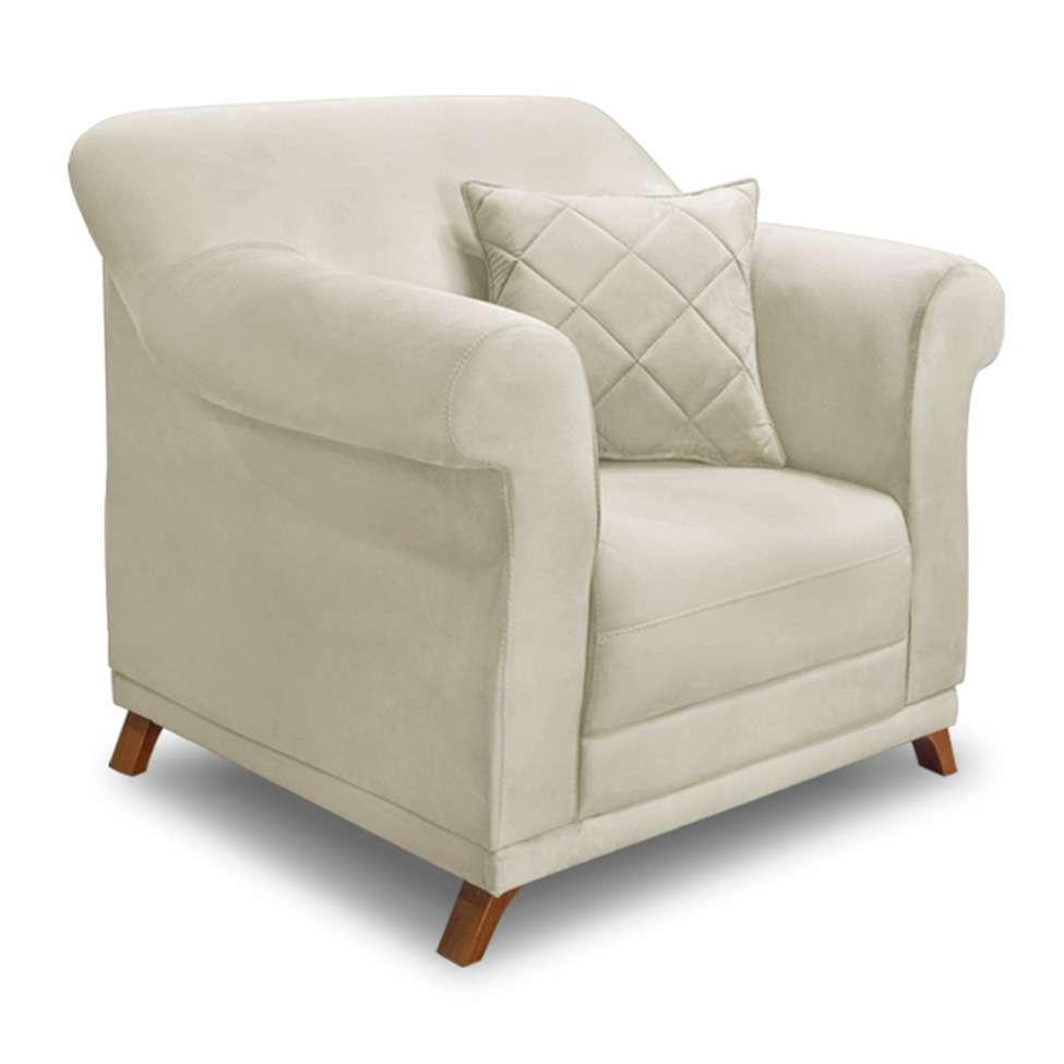 Poltrona Abruzzo Veludo Bege - 1