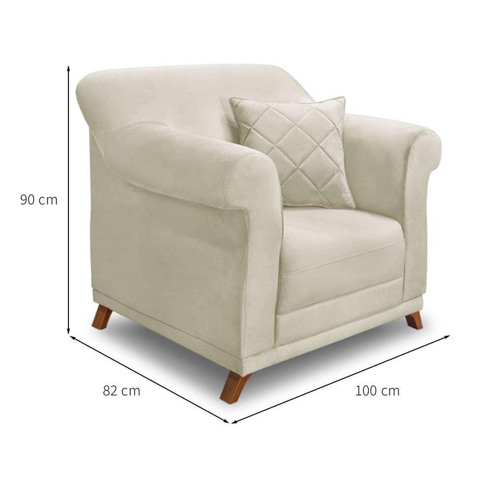 Poltrona Abruzzo Veludo Bege - 3