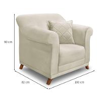 Poltrona Abruzzo Veludo Bege - 3