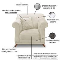 Poltrona Abruzzo Veludo Bege