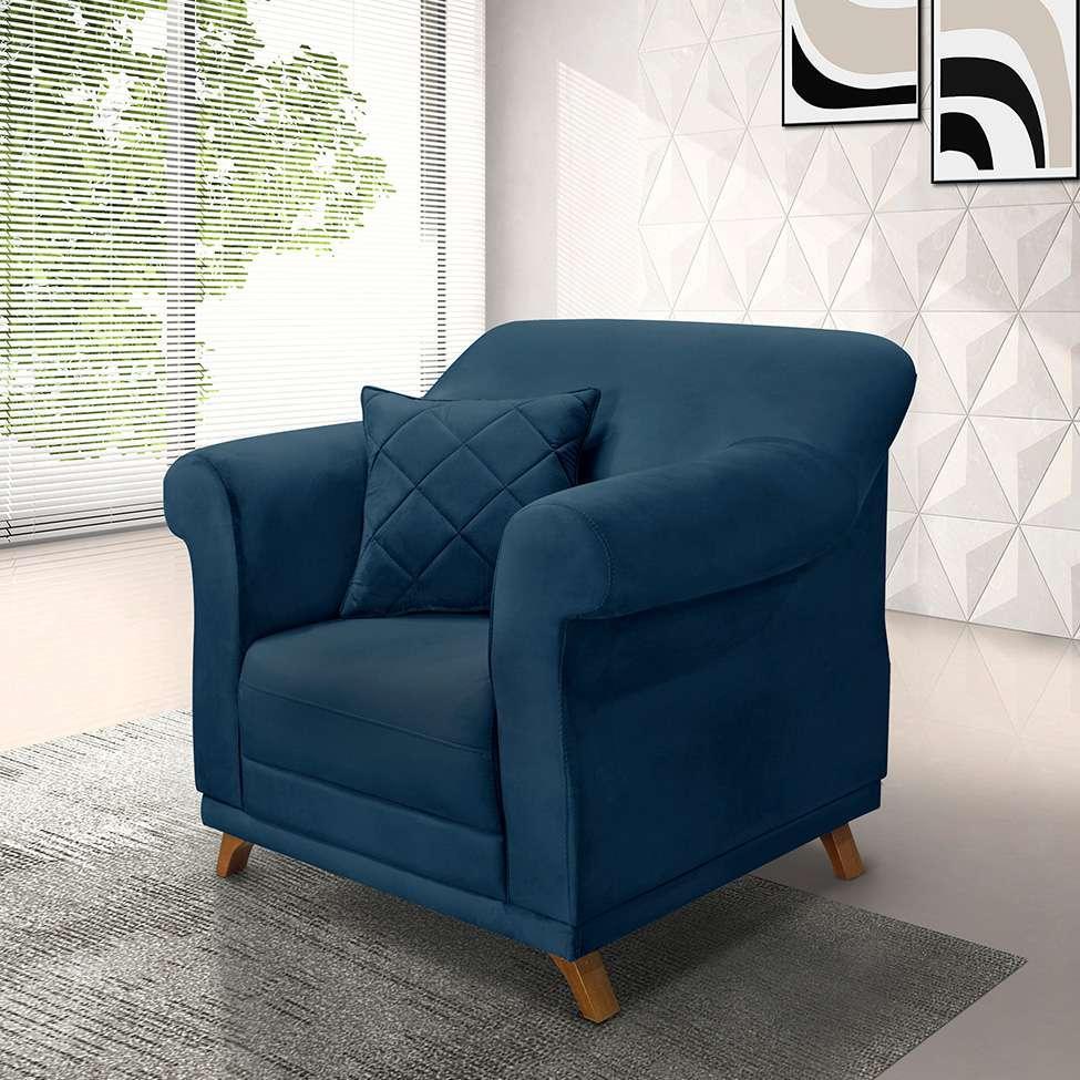 Poltrona Abruzzo Veludo Azul Marinho - 2