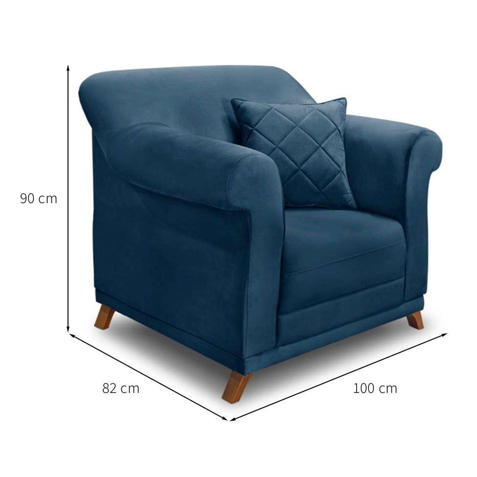 Poltrona Abruzzo Veludo Azul Marinho - 3
