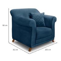 Poltrona Abruzzo Veludo Azul Marinho - 3