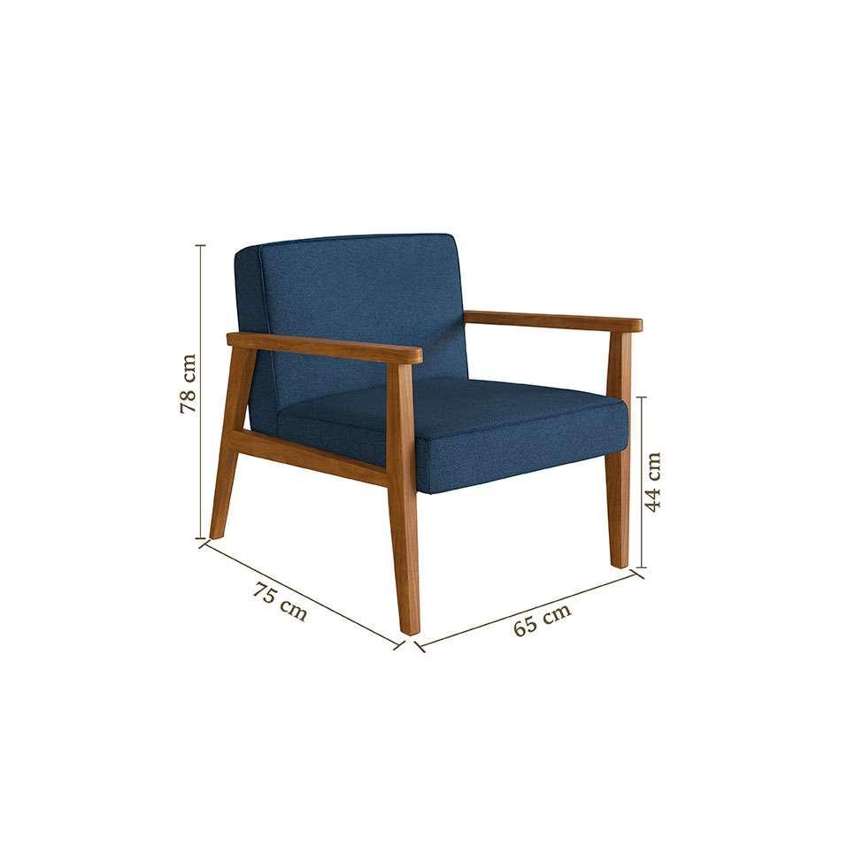 Poltrona Julia Poliéster Azul Marinho e Nogueira - 3