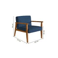 Poltrona Julia Poliéster Azul Marinho e Nogueira - 3