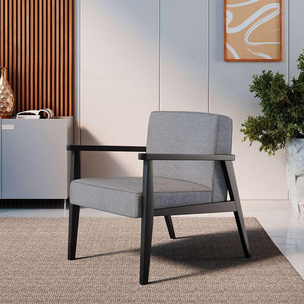 Poltrona Julia Algodão Cinza e Preta - 1