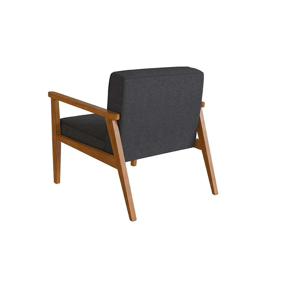 Poltrona Julia Algodão Chumbo e Nogueira - 6