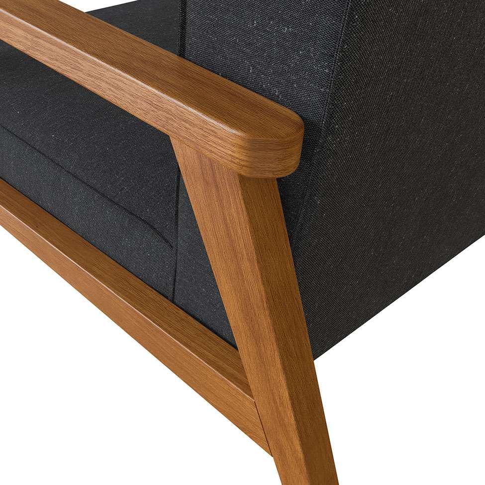 Poltrona Julia Algodão Chumbo e Nogueira - 7