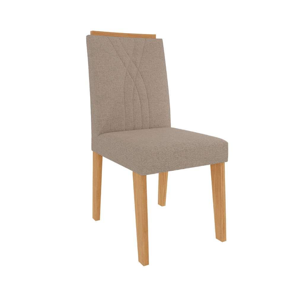 Conjunto com 2 Cadeiras Nicole Linho Bege e Nature - 2