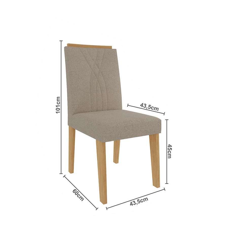 Conjunto com 2 Cadeiras Nicole Linho Bege e Nature - 3