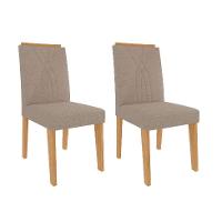 Conjunto com 2 Cadeiras Nicole Linho Bege e Nature - 1