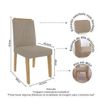 Conjunto com 2 Cadeiras Nicole Linho Bege e Nature - 4