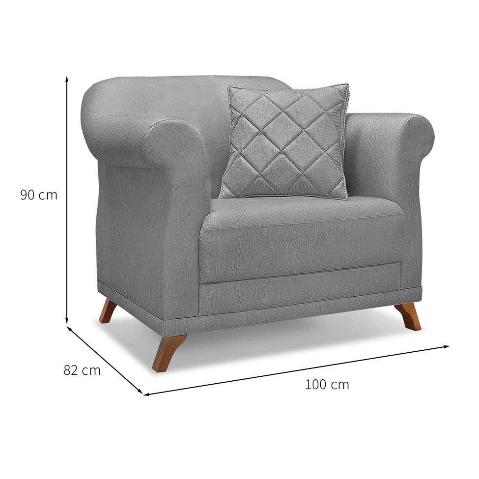 Poltrona Abruzzo Linho Cinza - 3