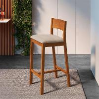 Banqueta Manu Algodão Bege e Nogueira - 1