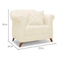 Poltrona Abruzzo Linho Pérola - 3