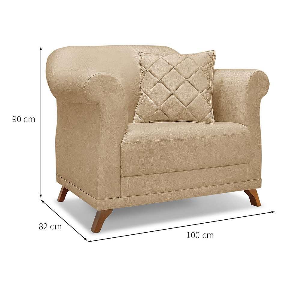 Poltrona Abruzzo Linho Dourada - 3