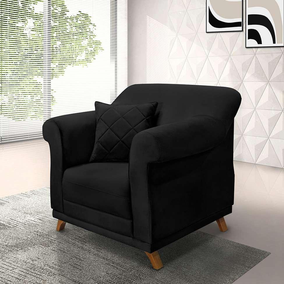 Poltrona Abruzzo Suede Preta - 2